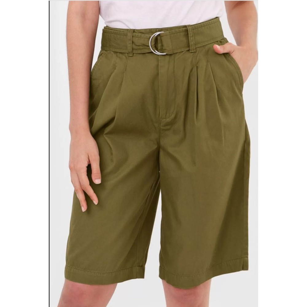 GAP High Rise Green Khaki Long Knee Length Shorts Women Sz 8 Medium NWT